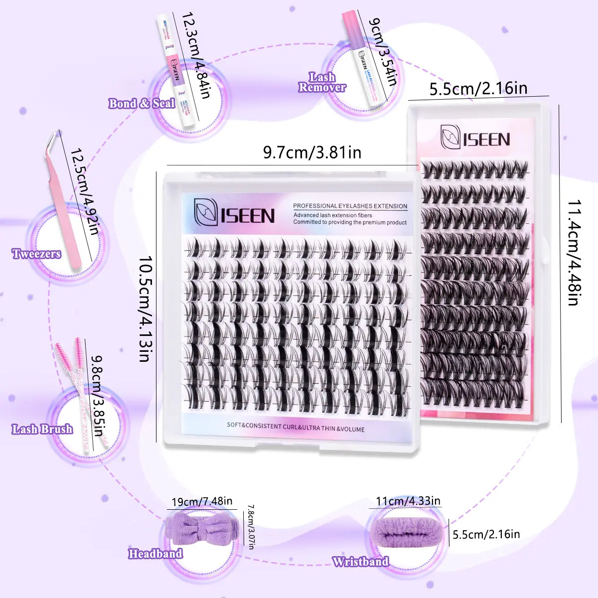 10 Styles Lash Clusters Kit DIY Lash Extension Kit – Fluffy D Curl Cluster Lashes for Salon-Style Volume at Home