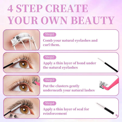 10 Styles Lash Clusters Kit DIY Lash Extension Kit – Fluffy D Curl Cluster Lashes for Salon-Style Volume at Home