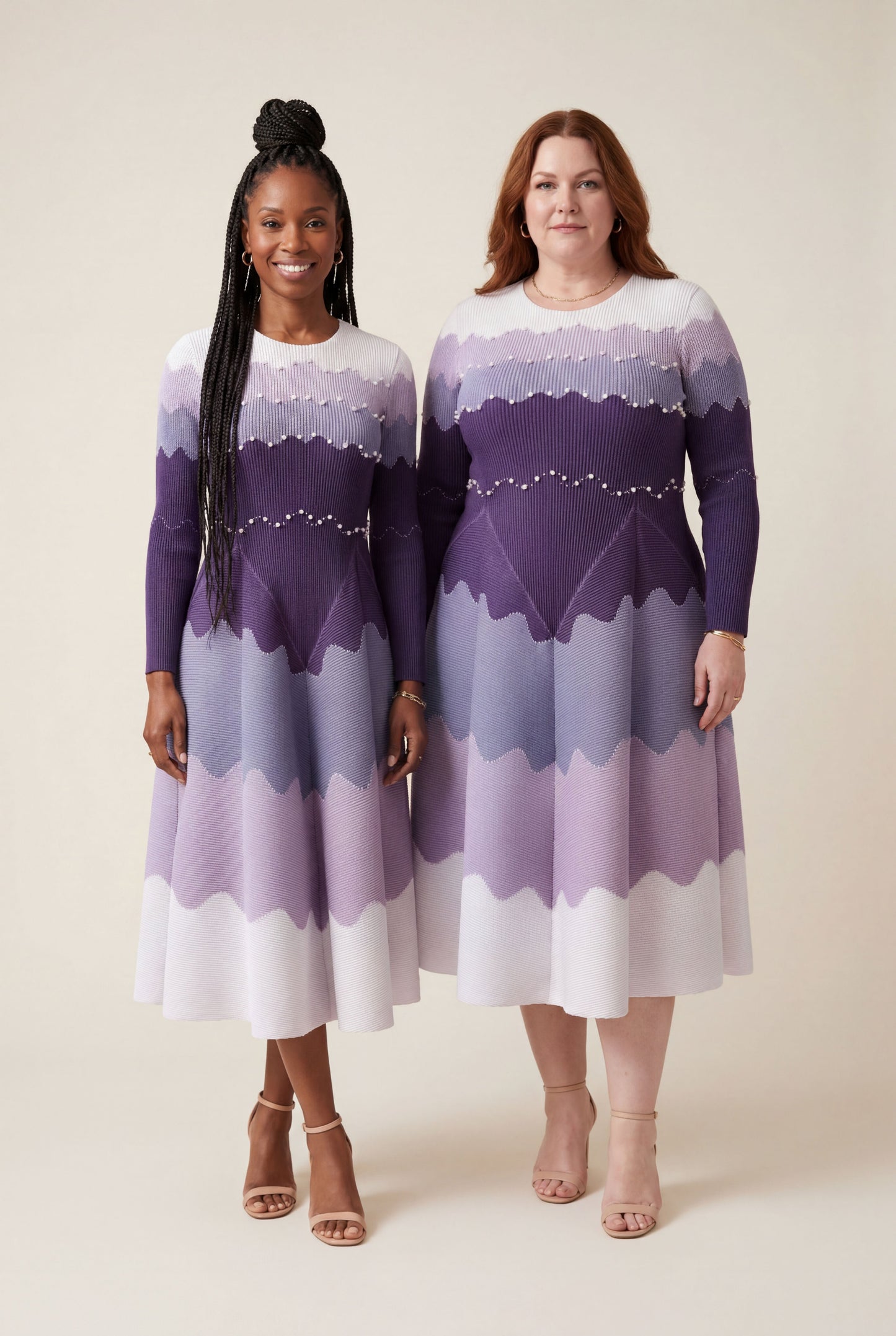 EGRM Elegant Beaded Pleated Maxi Dress – Color Block Long Sleeve Evening Gown