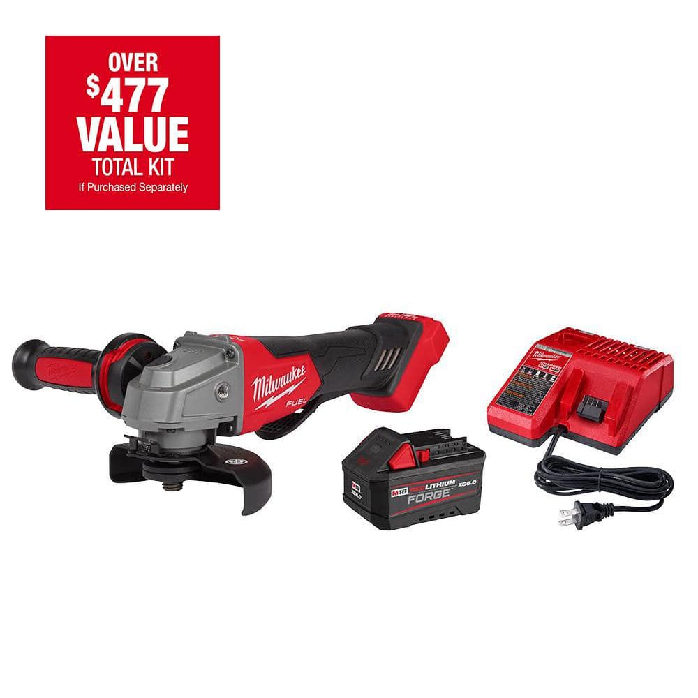 M18 Fuel 18V Lithium-Ion Brushless Cordless 4-1/2 in. /5 in. Grinder with Paddle Switch Kit with FORGE 6.0Ah Battery