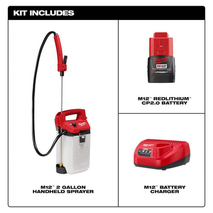 M12 12-Volt 2 Gal. Lithium-Ion Cordless Handheld Sprayer Kit with 2.0 Ah Battery and Charger