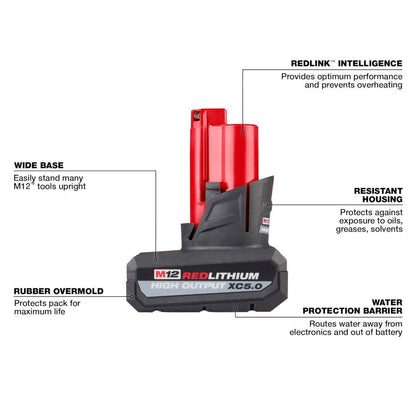 M12 FUEL 12V Lithium-Ion Brushless Cordless 3 in. Cut Off Saw w/M12 XC 5.0 Ah Battery (2-Pack) Starter Kit and Charger