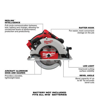 M18 18V Lithium-Ion Brushless Cordless 7-1/4 in. Circular Saw (Tool-Only)