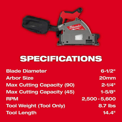 M18 FUEL 18V Lithium-Ion Brushless Cordless 6-1/2 in. Plunge Track Saw PACKOUT Kit with One 6.0 Ah Battery