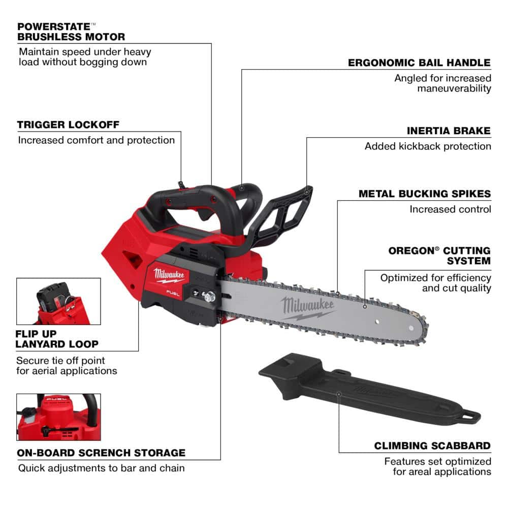 M18 FUEL 14 in. 18-Volt Lithium-Ion Brushless Cordless Battery Top Handle Chainsaw with 8.0 Ah High Output Battery