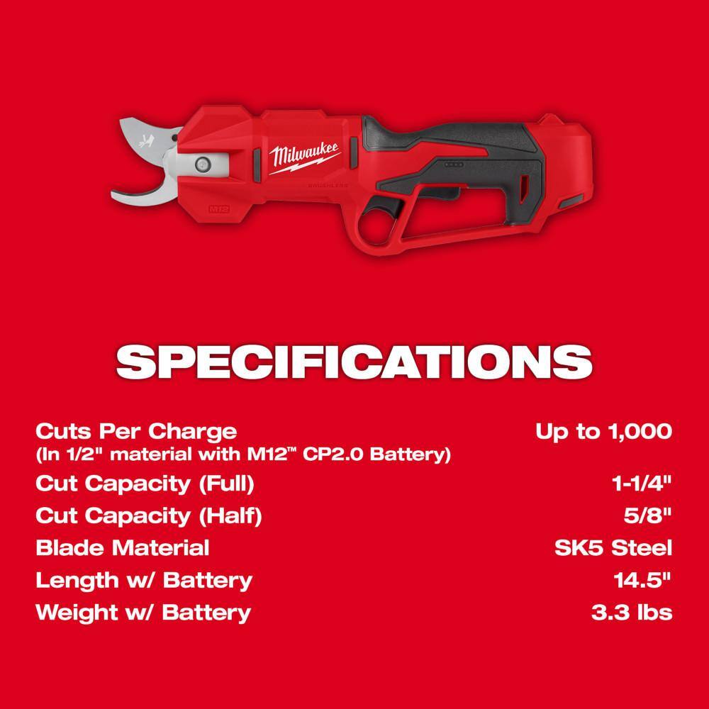 M12 12V Cordless Brushless Pruner Shears (Tool Only)