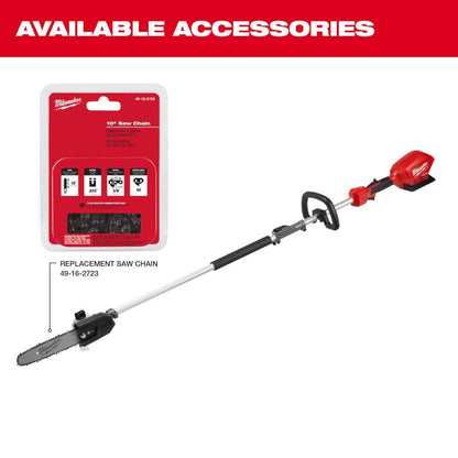 M18 FUEL 10 in. 18V Lithium-Ion Brushless Electric Cordless Pole Saw with M18 QUIK-LOK Hedge Trimmer Attachment (2-Tool)