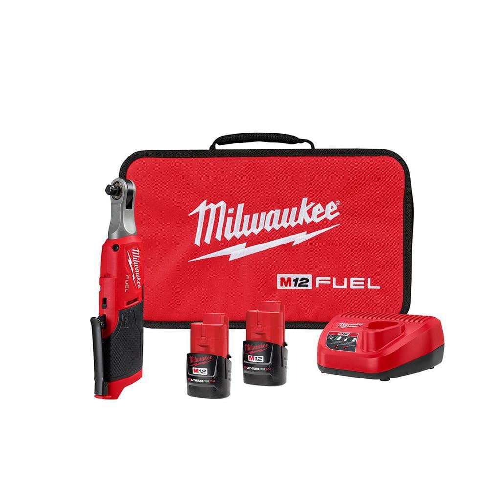 M12 FUEL 12V Lithium-Ion Brushless Cordless High Speed 3/8 in. Ratchet Kit w/(2) Batteries, Charger and Bag