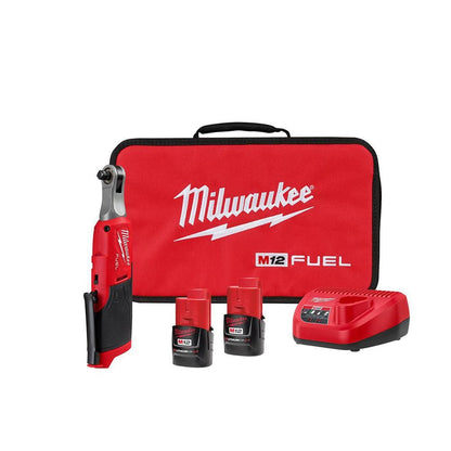 M12 FUEL 12V Lithium-Ion Brushless Cordless High Speed 3/8 in. Ratchet Kit w/(2) Batteries, Charger and Bag