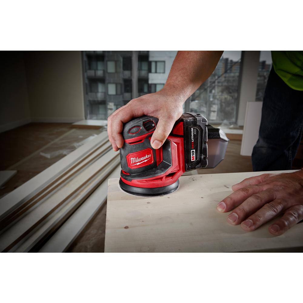 M18 18V Lithium-Ion Cordless 5 in. Random Orbit Sander with (1) 5.0 Ah, (1) 2.0 Ah Battery and Charger