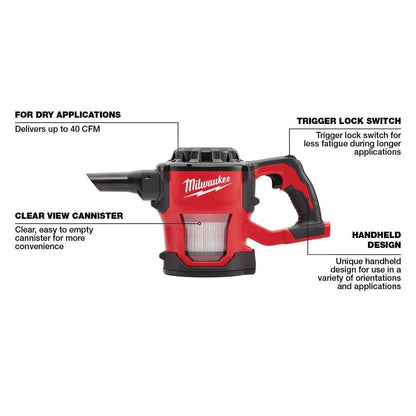 Bagless M18 18-Volt Lithium-Ion Cordless HEPA Compact Handheld Vacuum (Tool-Only)