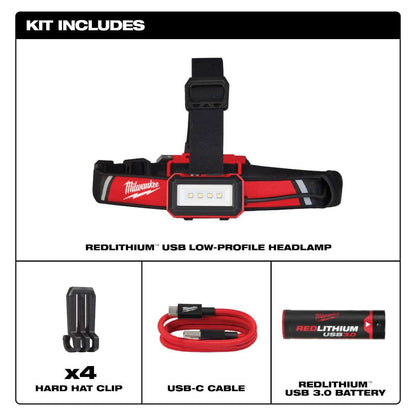 600 Lumens LED REDLITHIUM USB Low-Profile Hard Hat Headlamp