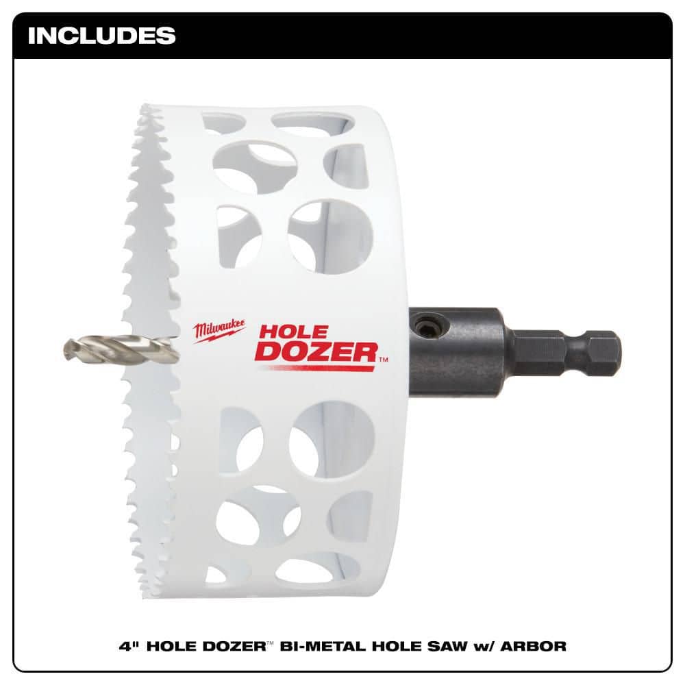 4 in. HOLE DOZER Bi-Metal Hole Saw with 3/8 in. Arbor and Pilot Bit