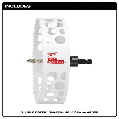 6 in. Hole Dozer Bi-Metal Hole Saw with 3/8 in. Arbor and Pilot Bit