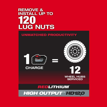 M18 FUEL 18V Lithium Ion Brushless Cordless 1 in. Impact Wrench Extended Reach D Handle and HIGH OUTPUT 12Ah Battery