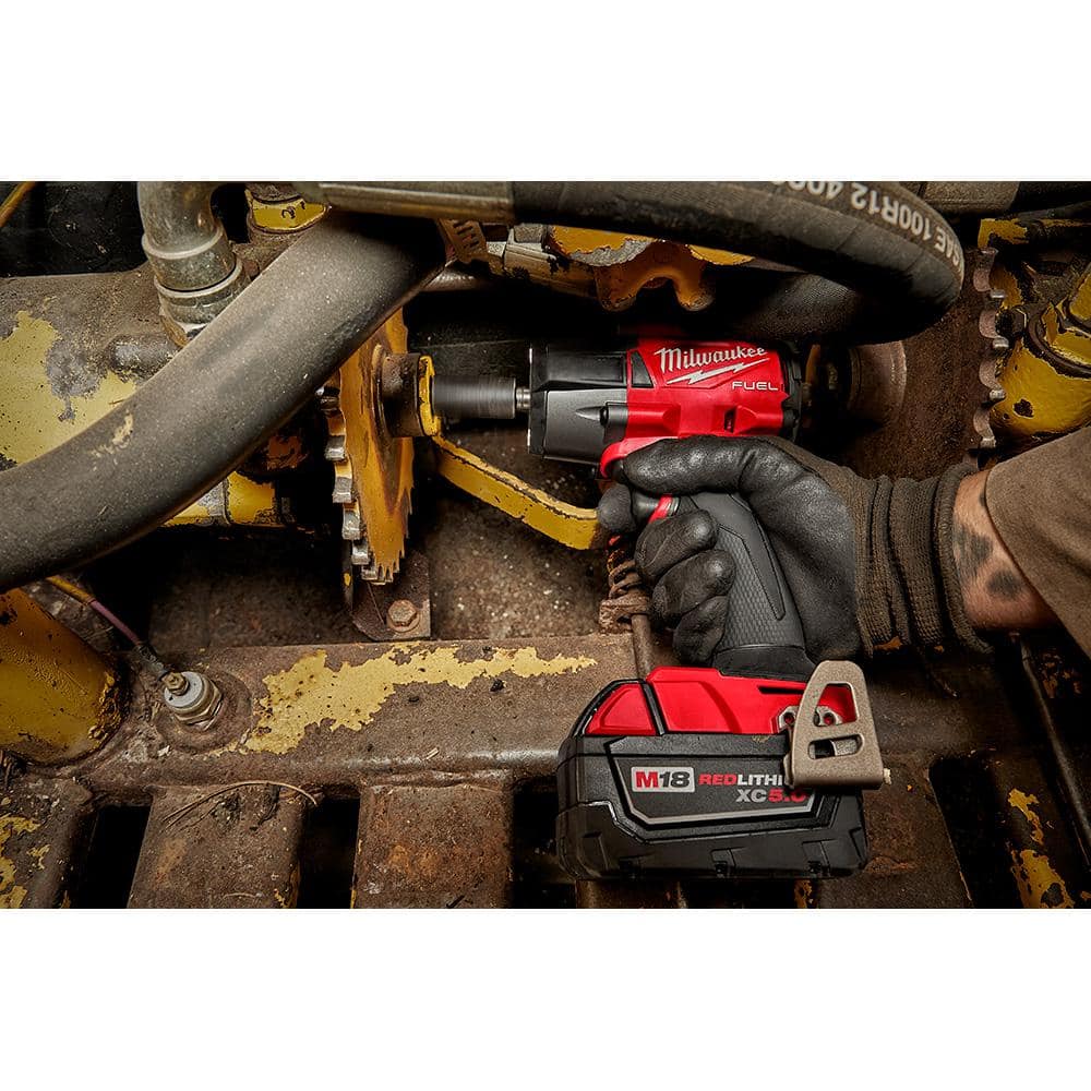 M18 FUEL GEN-2 18V Lithium-Ion Mid Torque Brushless Cordless 3/8 in. Impact w F Ring w/5.0 ah Resistant Battery