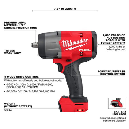 M18 FUEL 18V Lithium-Ion Brushless Cordless 1/2 in. and 3/8 in. Impact Wrench with Friction Ring (2-Tool)