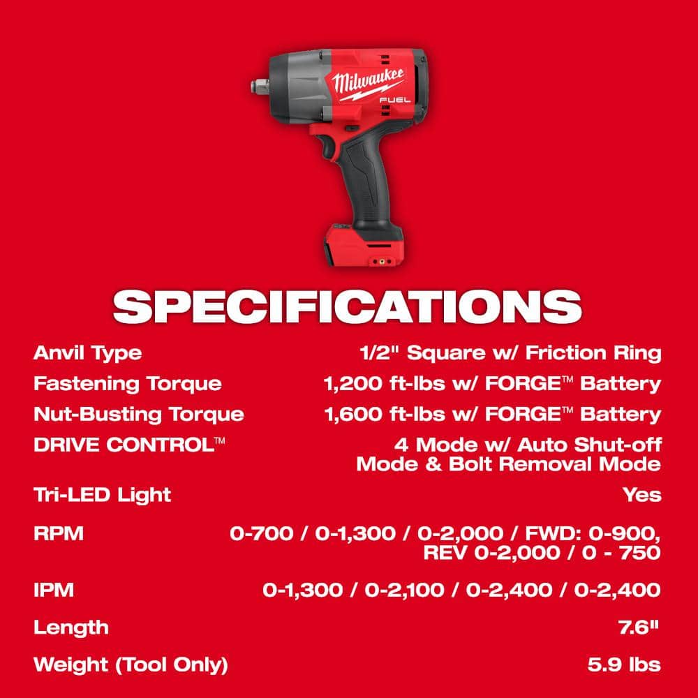 M18 FUEL 18V Lithium-Ion Brushless Cordless 1/2 in. and 3/8 in. Impact Wrench with Friction Ring (2-Tool)