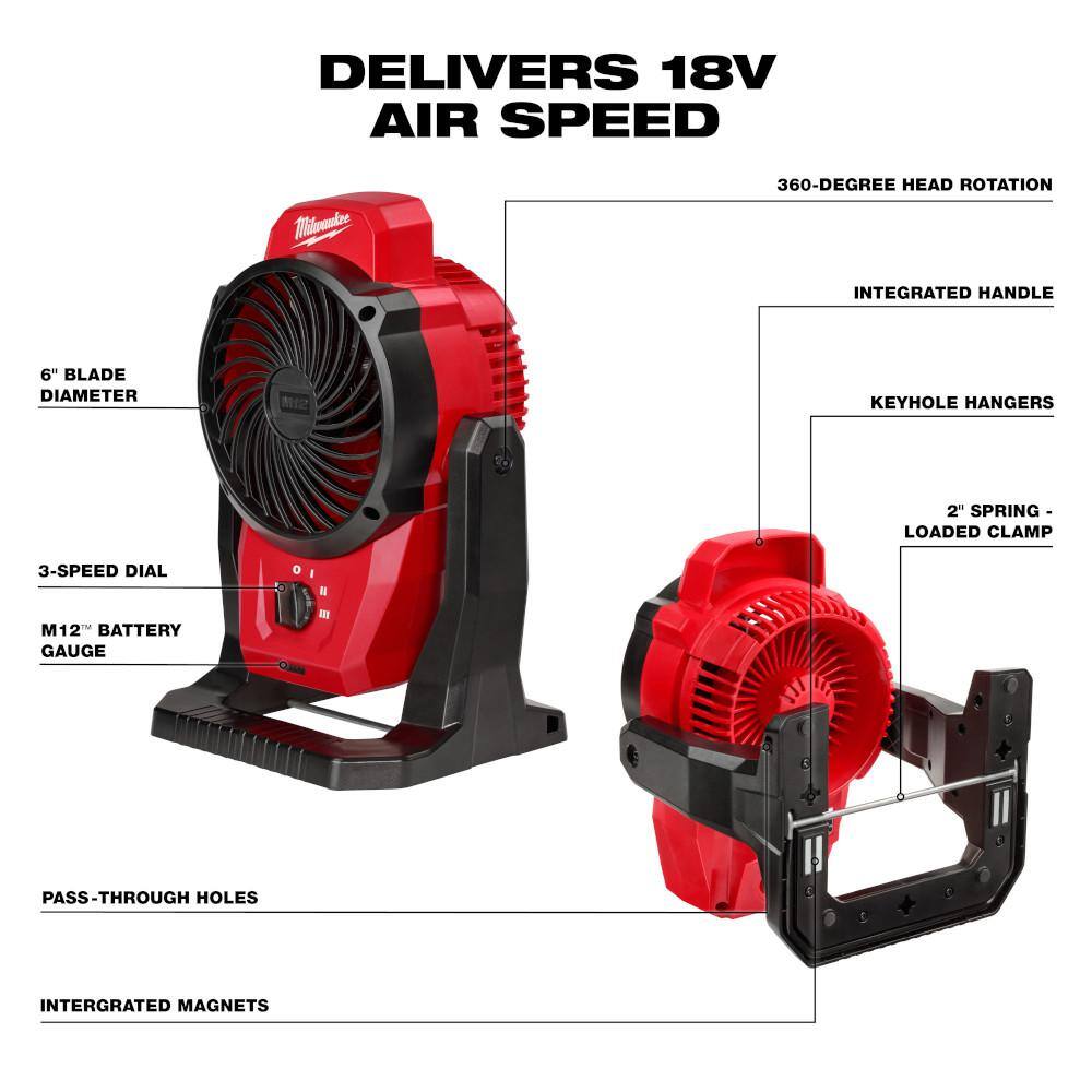 M12 12-Volt Lithium-Ion Cordless Jobsite Fan (Tool-Only)