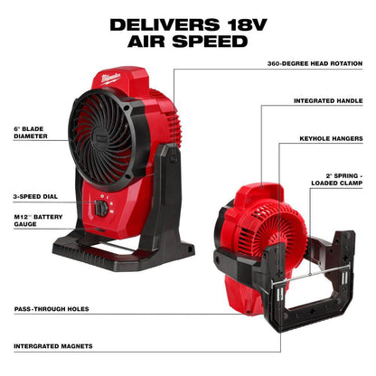 M12 12-Volt Lithium-Ion Cordless Jobsite Fan (Tool-Only)