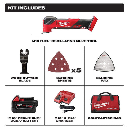 M18 FUEL 18V Lithium-Ion Cordless Brushless Oscillating Multi-Tool Kit w/M18 FUEL Grinder