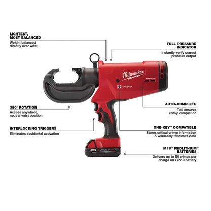 M18 18V Lithium-Ion Cordless FORCE LOGIC 750 MCM Crimper Kit with EXACT #6 750 MCM Al Dies