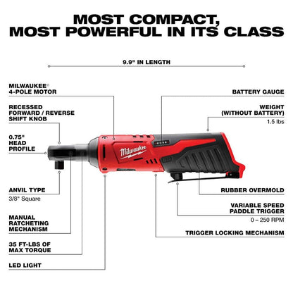M12 12V Lithium-Ion Cordless Copper Tubing Cutter Kit with 1.5 Ah Battery, Charger and Hard Case w/M12 3/8 in. Ratchet