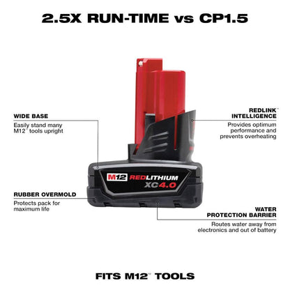 M12 12-Volt Lithium-Ion XC Extended Capacity Battery Pack 4.0Ah