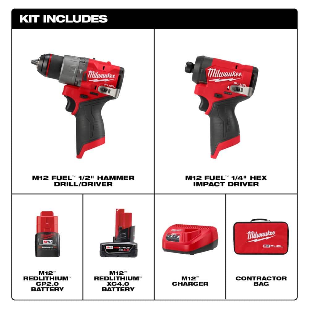 M12 FUEL 12-Volt Li-Ion Brushless Cordless Hammer Drill and Impact Driver Combo Kit (2-Tool) with M12 Soldering Iron