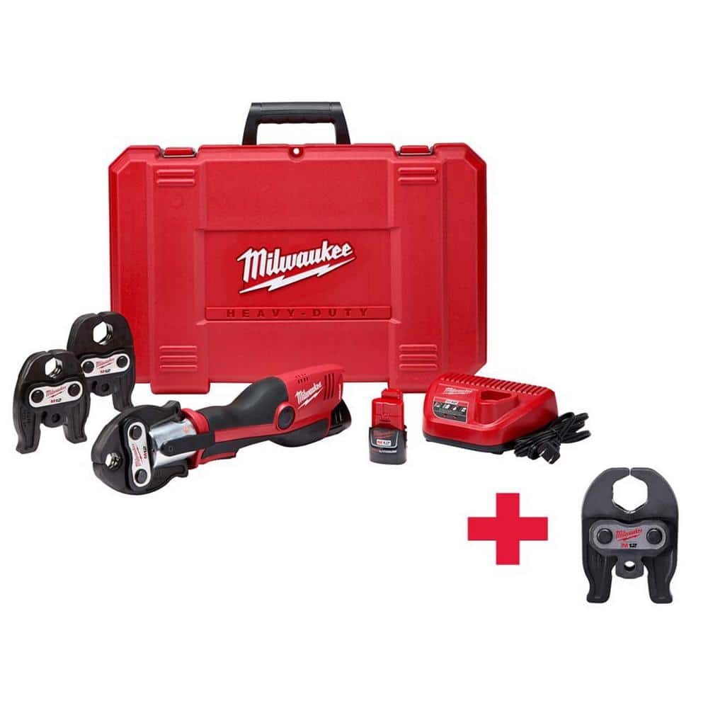M12 12-Volt Lithium-Ion Force Logic Cordless Press Tool Kit w/ 1/2 in. - 1-1/4in. CTS Jaws, (2) 1.5Ah Batteries & Case