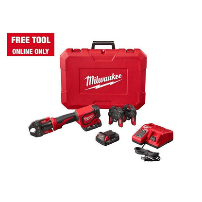 M18 18V Lithium-Ion Cordless Short Throw Press Tool Kit with 3 PEX Crimp Jaws (2) 2.0 Ah Batteries and Charger