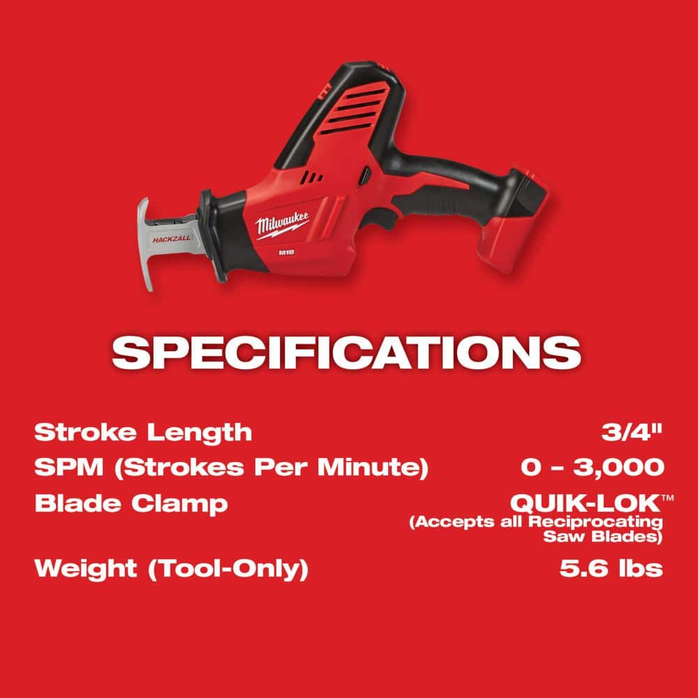 M18 18V Lithium-Ion Cordless HACKZALL Reciprocating Saw (Tool-Only)