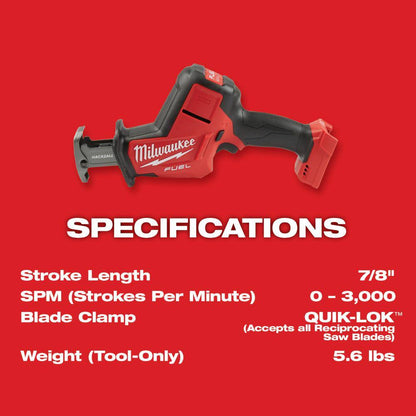 M18 FUEL 18V Lithium-Ion Brushless Cordless HACKZALL Reciprocating Saw with (1) 5.0 Ah, (1) 2.0 Ah Battery and Charger