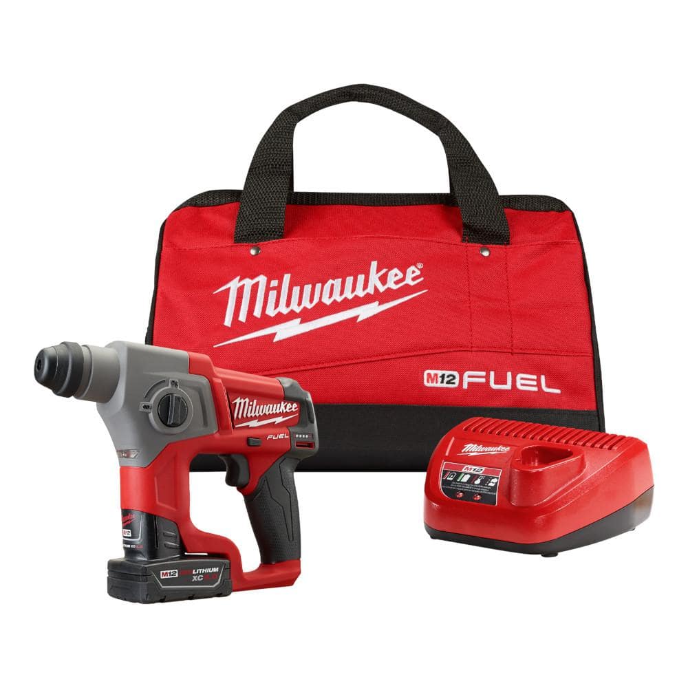 M12 FUEL 12V Lithium-Ion Brushless Cordless 5/8 in. SDS-Plus Rotary Hammer Kit with One 4.0Ah Battery and Bag