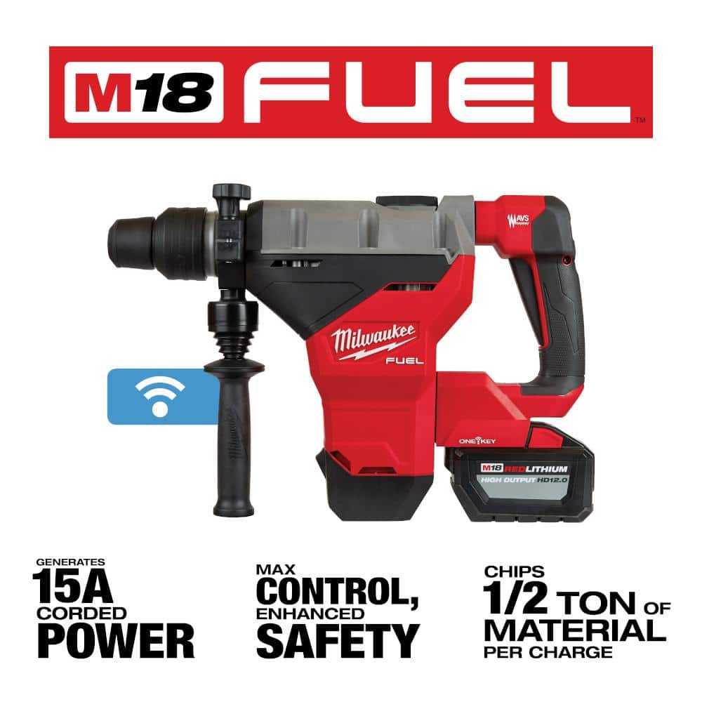 M18 FUEL ONE-KEY 18-Volt Lithium-Ion Brushless Cordless 1-3/4 in. SDS-MAX Rotary Hammer Kit with Three 12.0 Ah Batteries
