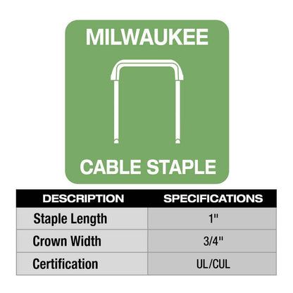 M12 12 Volt Lithium Ion Cordless Cable Stapler w/1 in. Insulated Cable Staples 600 Per Box (2-Pack)