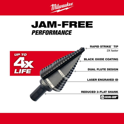 7/8 in. - 1-1/8 in. #9 Black Oxide Step Drill Bit (2-Steps)