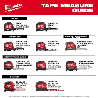 25 ft. x 1-5/16 in. Wide Blade Magnetic Tape Measure with 17 ft. Reach