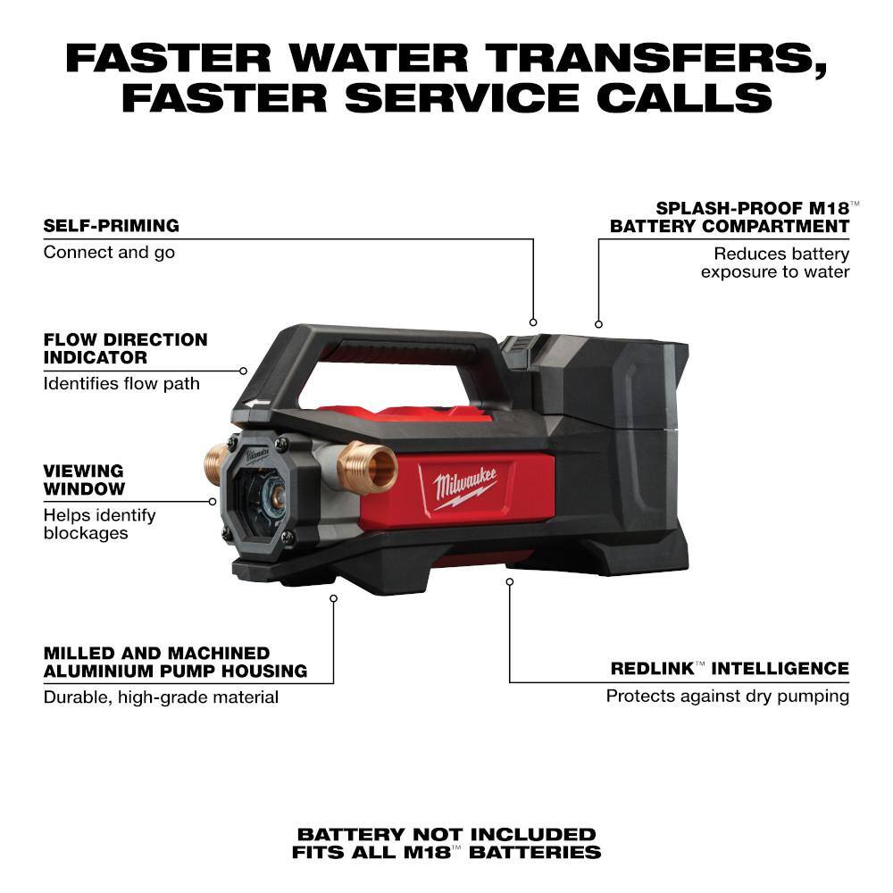 M18 18-Volt 1/4 hp. Lithium-Ion Cordless Transfer Pump with M18 18-Volt 5.0 Ah Lithium-Ion XC Battery Pack