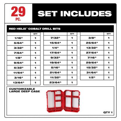 Cobalt Red Helix Drill Bit Set for Drill Drivers (29-Piece)