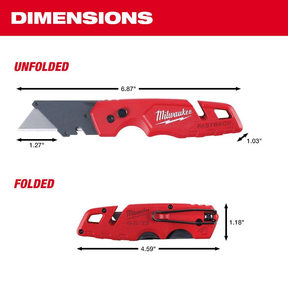 FASTBACK Folding Utility Knife and Compact Folding Utility Knife with Blade Storage and Gut Hook (2-Piece)
